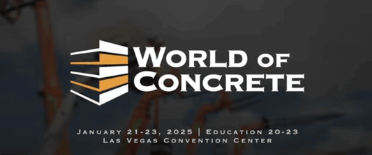 World of Concrete 2025 logo with event details including date and location at Las Vegas Convention Center.