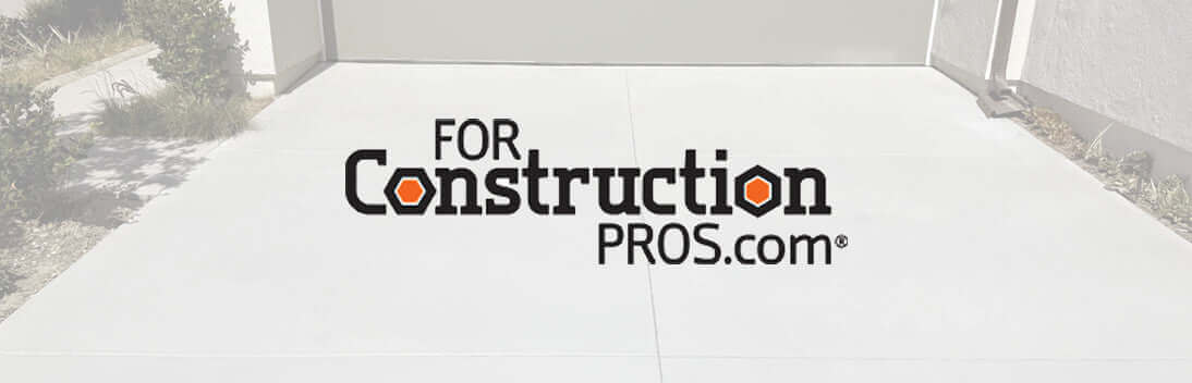 ForConstructionPros.com logo displayed on a concrete surface, representing professionalism in the construction industry.