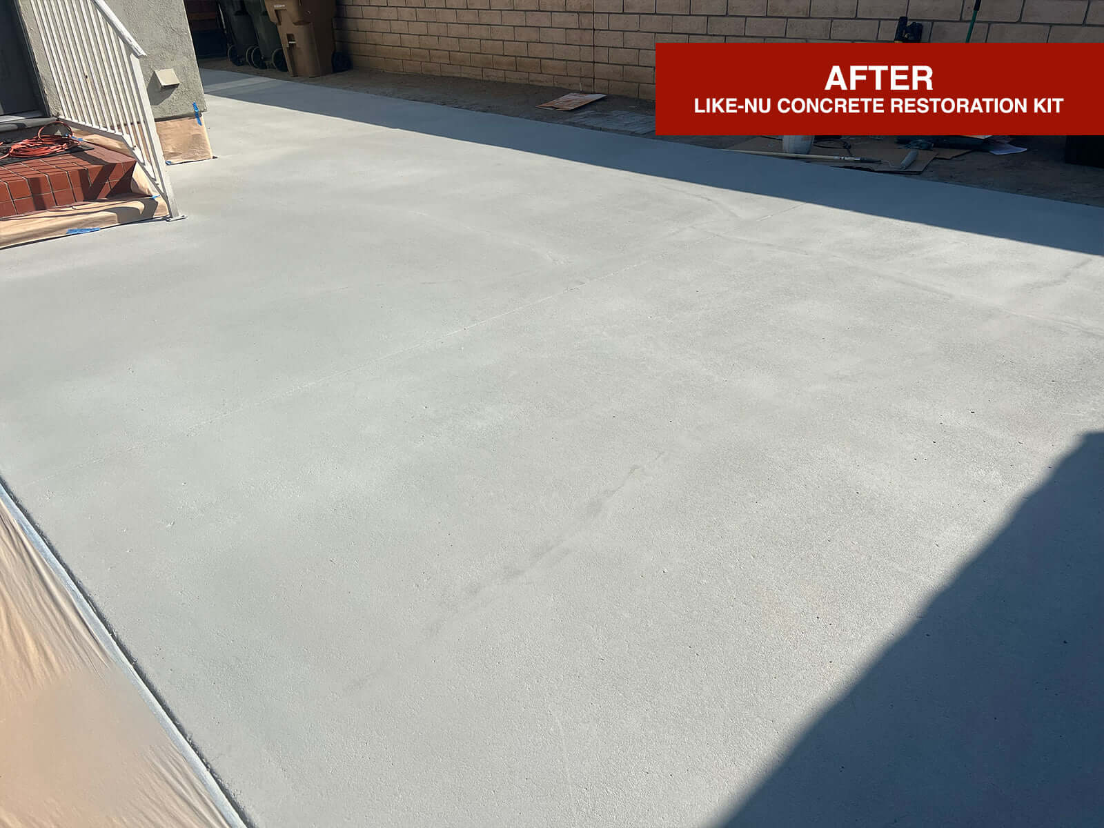 After using Like-Nu Concrete Restoration Kit, this smooth surface highlights the effectiveness of the Crack Filler for concrete repair.