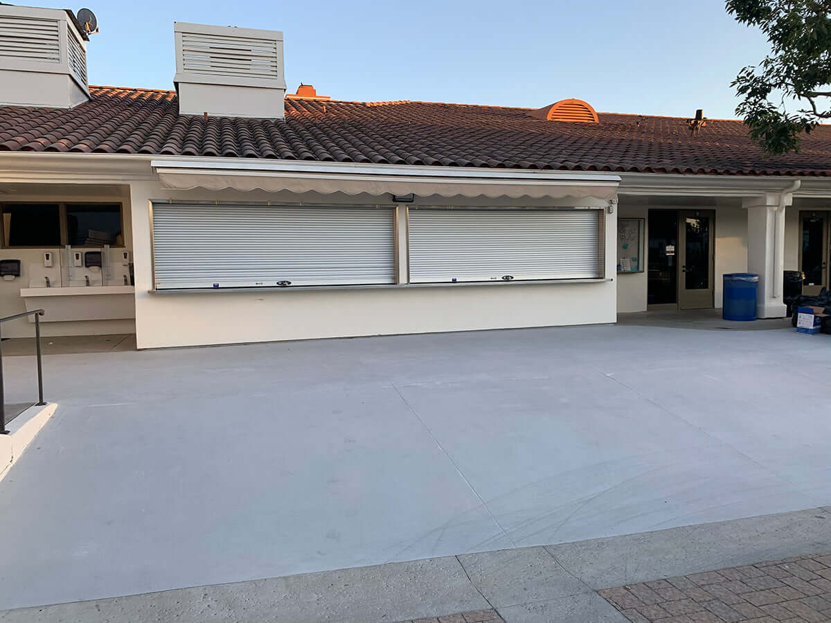 Residential building with fresh Like Nu concrete resurfacing work on the outdoor area