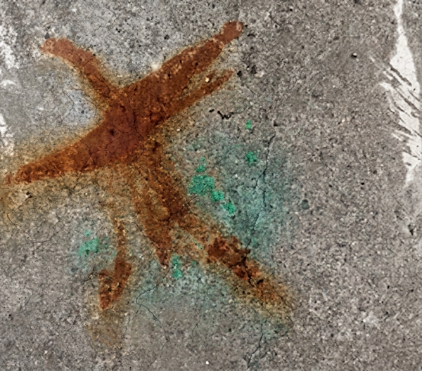 Stained and discolored concrete before